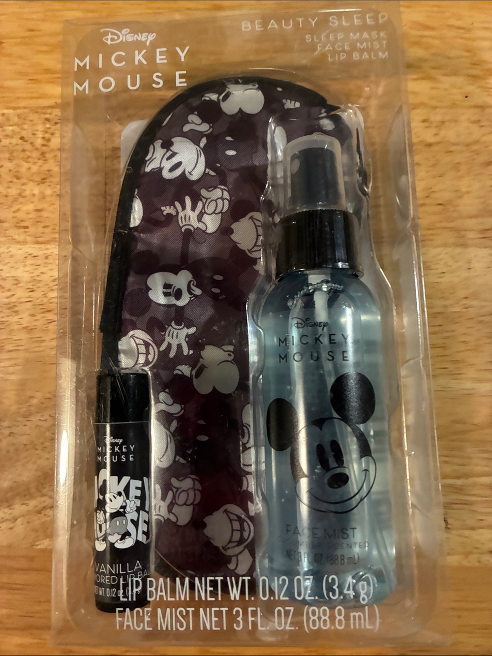 Disney Mickey Mouse Kids Sleep Mask, Face Mist & Lip Balm - Black and White